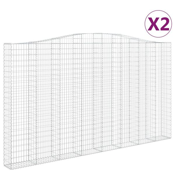 vidaXL Габионни кошници арка 2 бр 400x30x220/240 см поцинковано желязо