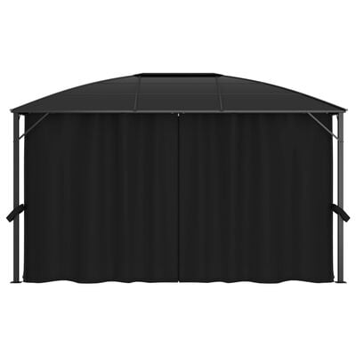 vidaXL Градинска шатра със завеси, 400x300x265 см, антрацит
