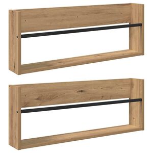 vidaXL Етажерка за списания с рафт 2 бр. Дъб 80 x 12 x 30 см