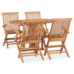 vidaXL Градински трапезен комплект, сгъваем, 5 части, тик масив