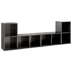 vidaXL ТВ шкафове, 4 бр, сив гланц, 72x35x36,5 см, инженерно дърво