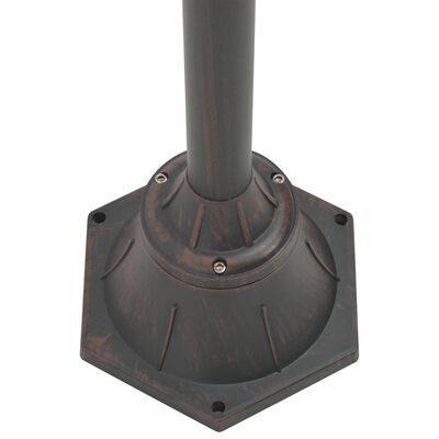 vidaXL Градински стълб, E27, 220 см, алуминий, 2 фенера, бронз