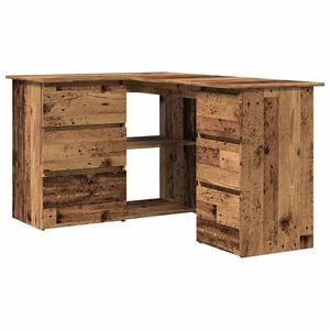 vidaXL Ъглово бюро от старо дърво 145x100x76 cm Инженерна дървесина