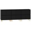 vidaXL Сайдборд, 3бр, черно, 60x35x70 см, инженерно дърво