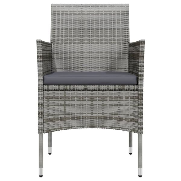 vidaXL Градински трапезен комплект с възглавници 7 части сиво и черно