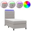 vidaXL Боксспринг легло с матрак и LED, светлосиво, 90x200 см, плат
