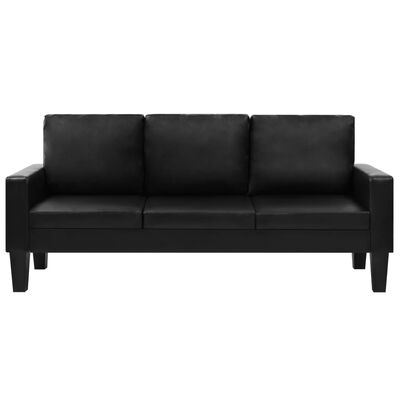 vidaXL 3-местен диван, изкуствена кожа, черен