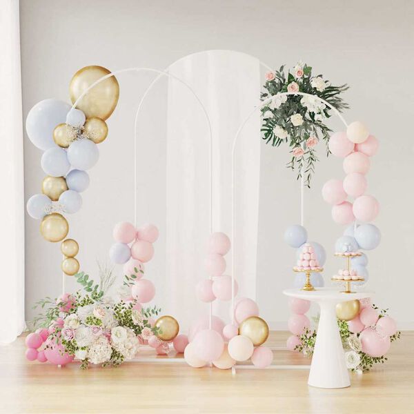 vidaXL Сватбена арка 3 pcs Бяло Стомана