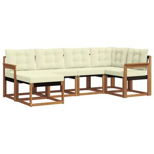 vidaXL Комплект дивани за открито 6 pcs Натурален и Крема