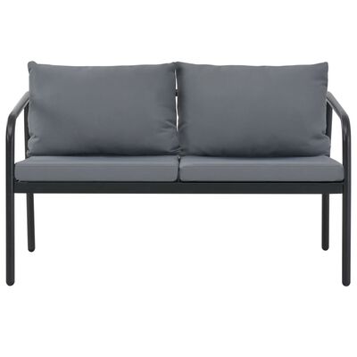 vidaXL 2-местен градински диван с възглавници, сив, алуминий
