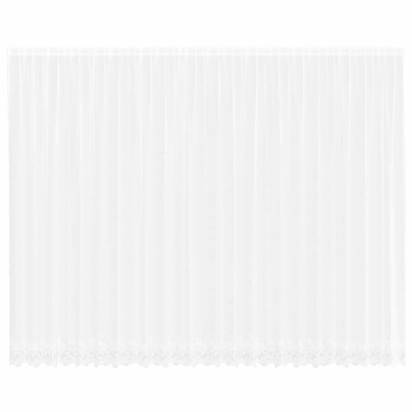 vidaXL Перде от дантела С завеси Флорален Бяло 260 x 600 см Полиестер