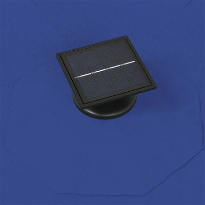 vidaXL Чадър за монтаж на стена с LED и метален прът, 300 см, син