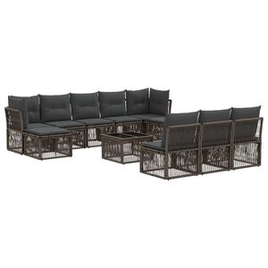 vidaXL Градински Софа Комплект 11 pcs Сиво полиратан
