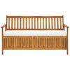 vidaXL Пейка за съхранение с възглавница, 148 см, акация масив
