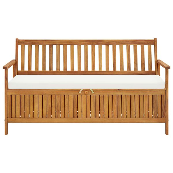 vidaXL Пейка за съхранение с възглавница, 148 см, акация масив