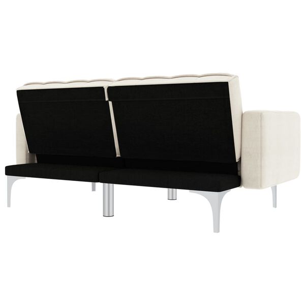 vidaXL Разтегателно канапе, кремаво, плат