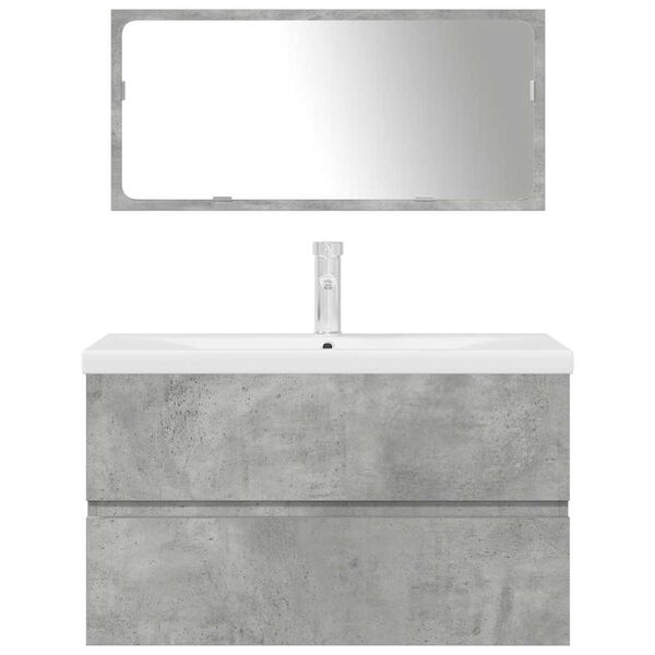 vidaXL Комплект мебели за баня от 3 части бетонно сив инженерно дърво