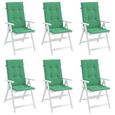 vidaXL Възглавници за столове с облегалки 6 бр зелени 120x50x3 см плат