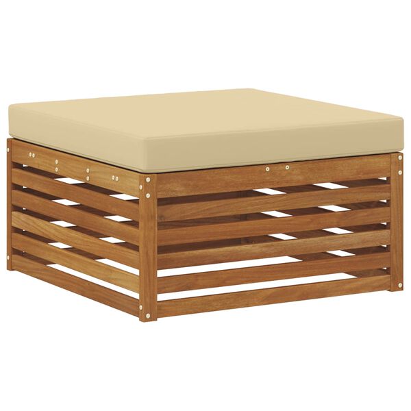 vidaXL Комплекти дивани 6 pcs Натурален и Бежов Солидно акациево дърво