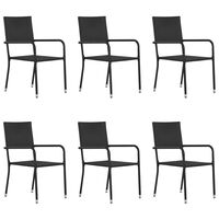 vidaXL Външни трапезни столове, 6 бр, полиратан, черни