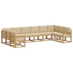 vidaXL Комплект дивани за открито с възглавница 10 pcs Бяло и Бежово