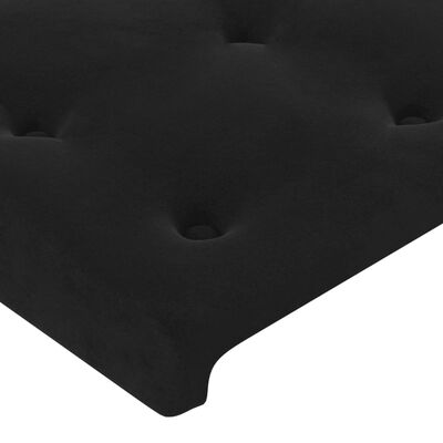 vidaXL LED горна табла за легло, черна, 144x5x78/88 см, кадифе