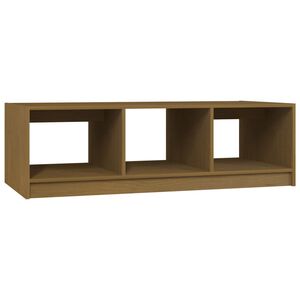 vidaXL Маса за кафе, меденокафява, 110x50x34 см, борово дърво масив