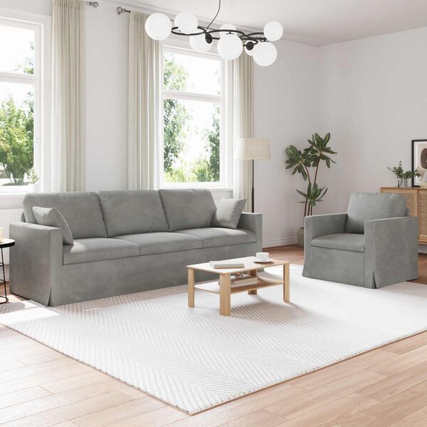 vidaXL Диван 2 pcs Светлосиво 228 x 78 x 80 см Кадифе