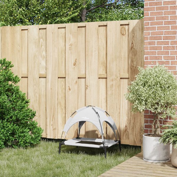 vidaXL Кучешко легло Сребристо сиво s Стомана