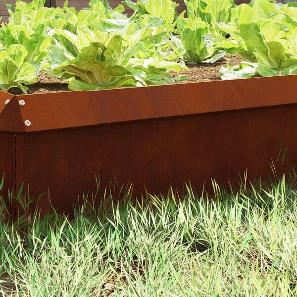 vidaXL Оградка за охлюви 16 pcs Ръждясало 100 x 3,5 x 25 см