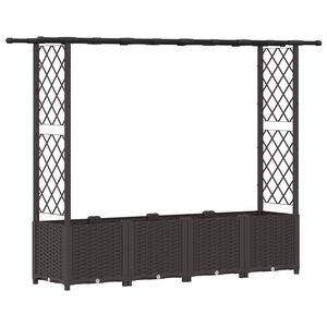 vidaXL Повдигнато легло с решетка и покривка Кафяво 203 x 40 x 136 см