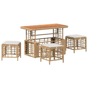 vidaXL Комплект за хранене в градината 4 pcs Натурален и бял