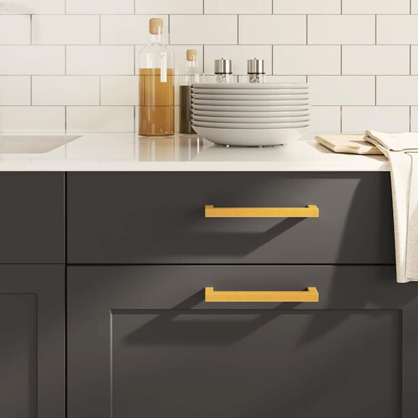 vidaXL Дръжки за шкафове, 10 бр, златисти, 160 мм, неръждаема стомана