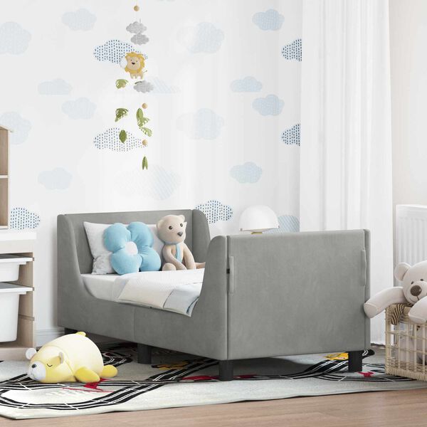 vidaXL Легло за малко с главна дъска Светлосиво 70 x 140 cm Кадифе