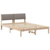 vidaXL Рамка на леглото Кафяво и таупе 135 x 190 cm Борово дърво масив