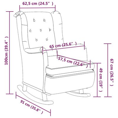 vidaXL Люлеещ фотьойл с крака от каучук масив, тъмносив, текстил
