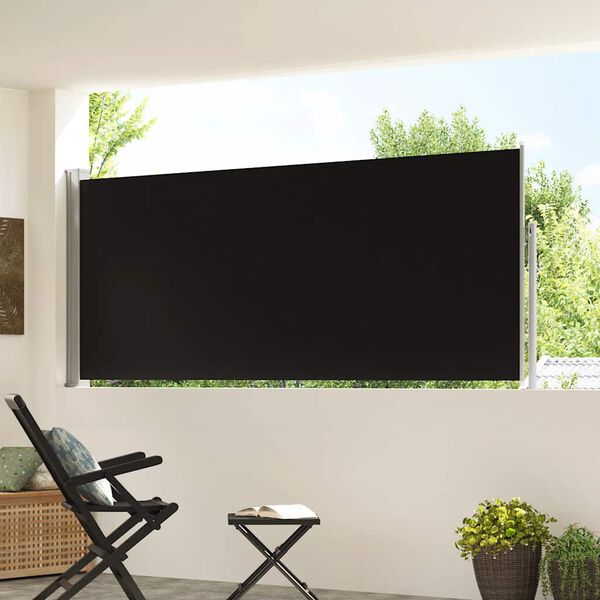 vidaXL Прибираща се странична тента, 120х300 см, черна