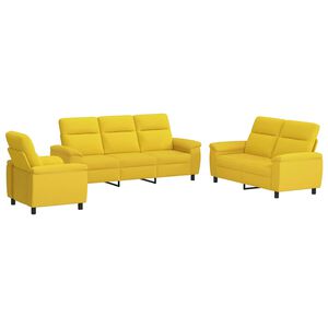 vidaXL Комплект дивани 3 pcs Светло жълто Текстил