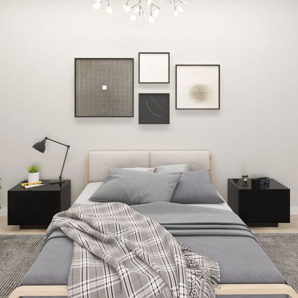 vidaXL Нощно шкафче, черно, 100x35x40 см, инженерно дърво