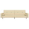 vidaXL 2-местно разтегателно канапе с две възглавници, кремаво, кадифе