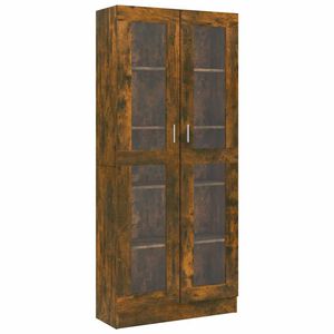 vidaXL Шкаф витрина, опушен дъб, 82,5x30,5x185 см, инженерно дърво