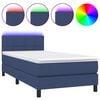 vidaXL Боксспринг легло с матрак и LED, синя, 90x190 см, плат