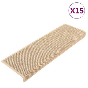 vidaXL Изтривалки за стълби 15 бр. 65x21x4 см светлобежови с правоъгълен кант
