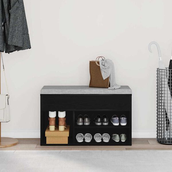 vidaXL Пейка за обувки Черния дъб 80 x 30 x 45 cm Инженерно дърво