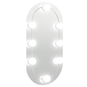 vidaXL Огледало с LED лампи, 40x20 см, овално, стъкло