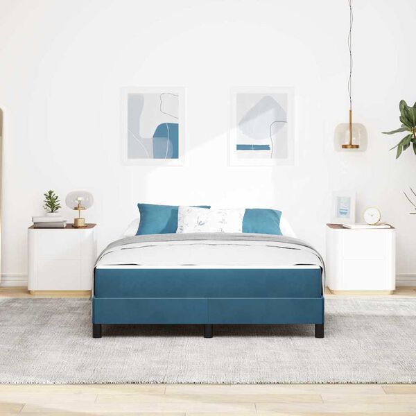 vidaXL Легло с пружинирана основа Тъмен син 160 x 210 cm текстил