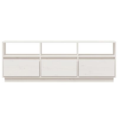 vidaXL ТВ шкаф, бял, 140x37x50 см, бор масив
