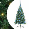 vidaXL Изкуствена коледна елха с подсветка Зелен 120 cm ПВЦ