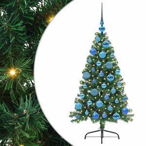vidaXL Изкуствена коледна елха с подсветка Зелен 120 cm ПВЦ