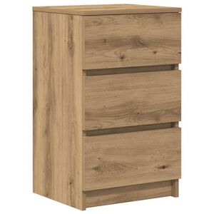 vidaXL Нощно шкафче с 3 чекмеджета, дъб артизан, 39x35x65 см